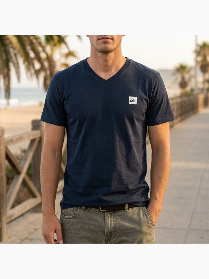 Quiksilver Pack de 2 T Shirts Homme 100% Coton Col Rond ou Col V Bleu Bleu - Kiabi
