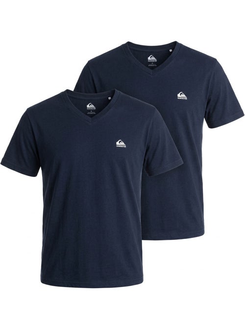 Quiksilver Pack de 2 T Shirts Homme 100% Coton Col Rond ou Col V - Kiabi