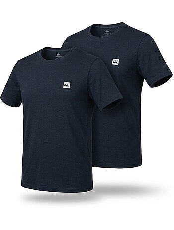 Quiksilver Pack de 2 T Shirts Homme 100% Coton Col Rond ou Col V