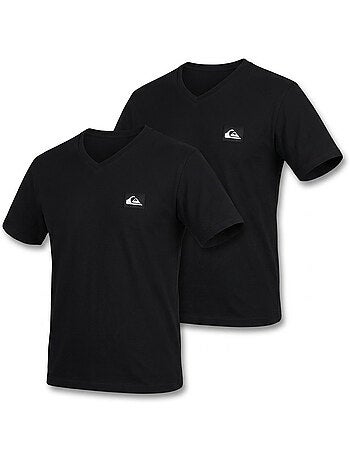 Quiksilver Pack de 2 T Shirts Homme 100% Coton Col Rond ou Col V