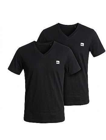 Quiksilver Pack de 2 T Shirts Homme 100% Coton Col Rond ou Col V