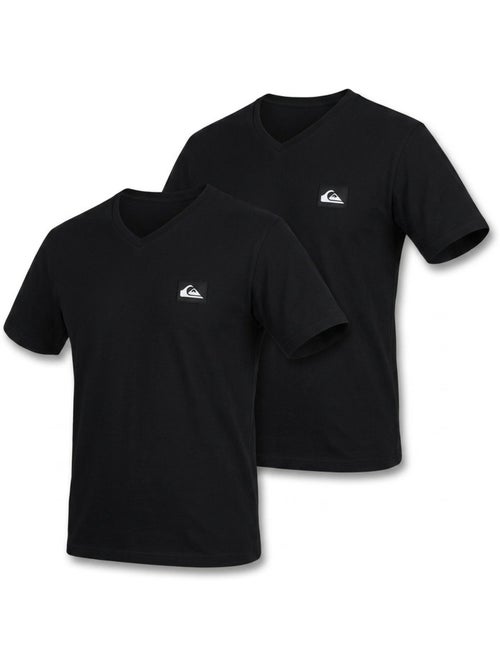 Quiksilver Pack de 2 T Shirts Homme 100% Coton Col Rond ou Col V - Kiabi