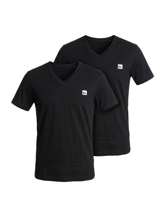 Quiksilver Pack de 2 T Shirts Homme 100% Coton Col Rond ou Col V - Kiabi