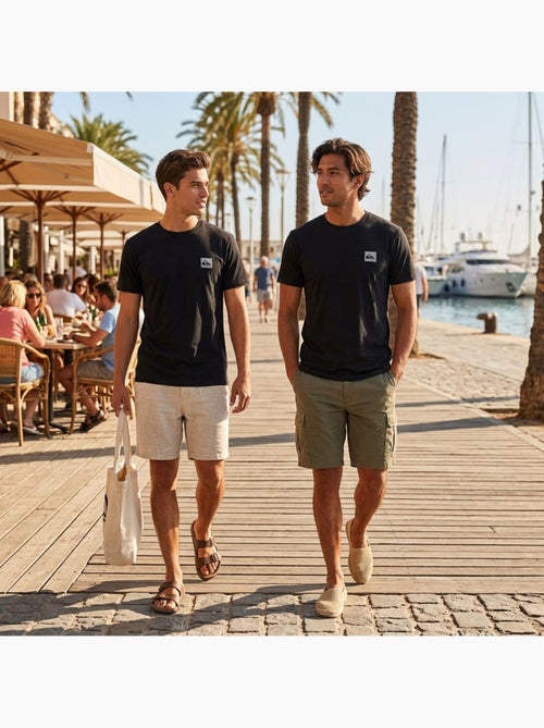 Quiksilver Pack de 2 T Shirts Homme 100% Coton Col Rond ou Col V - Kiabi