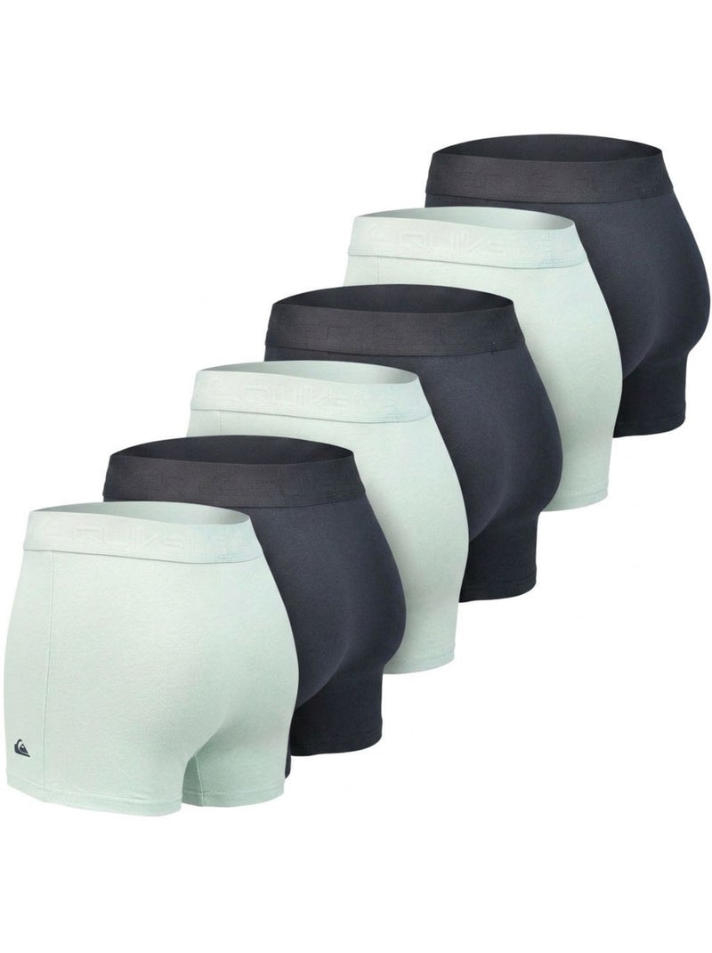 Quiksilver Pack de 6 Boxers Homme Coton Stretch Logo Noir Bleu ciel - Kiabi