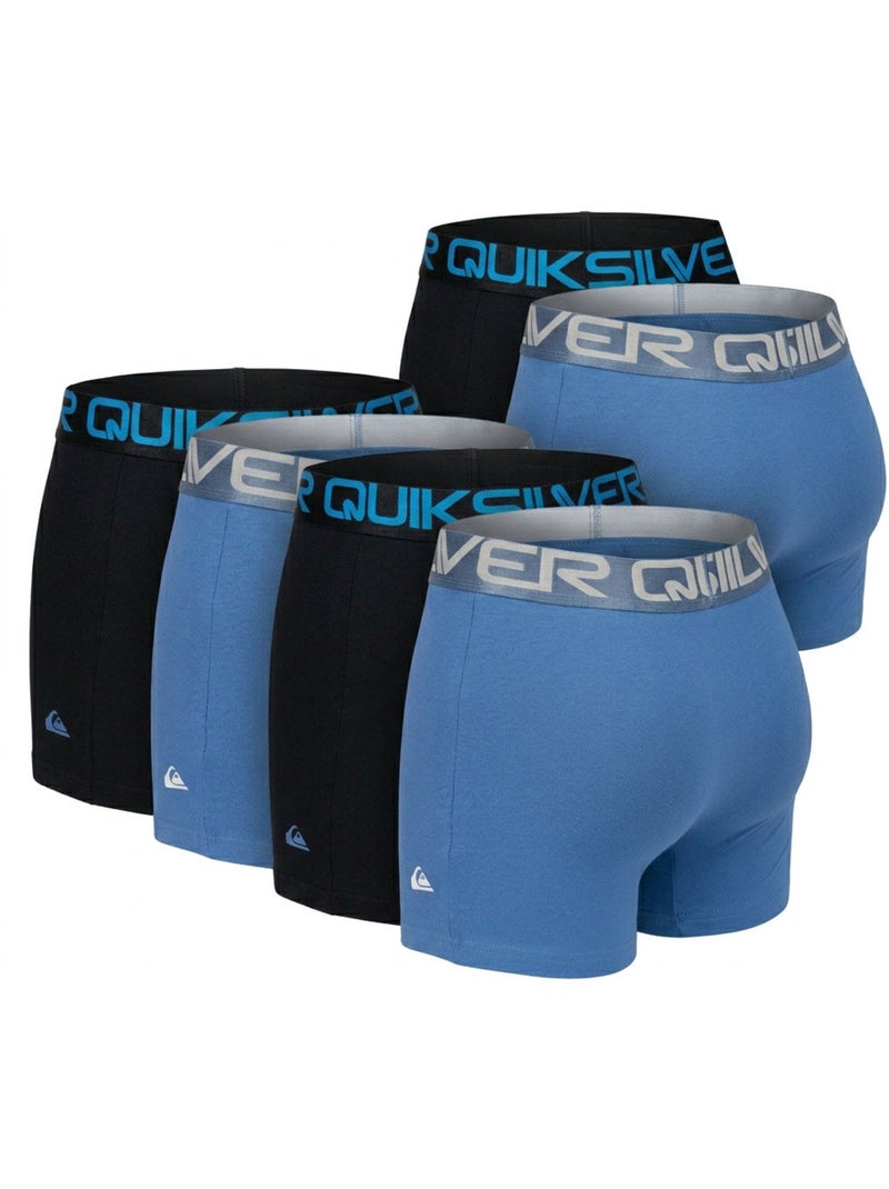 Quiksilver Pack de 6 Boxers Homme Coton Stretch Logo Noir Bleu - Kiabi
