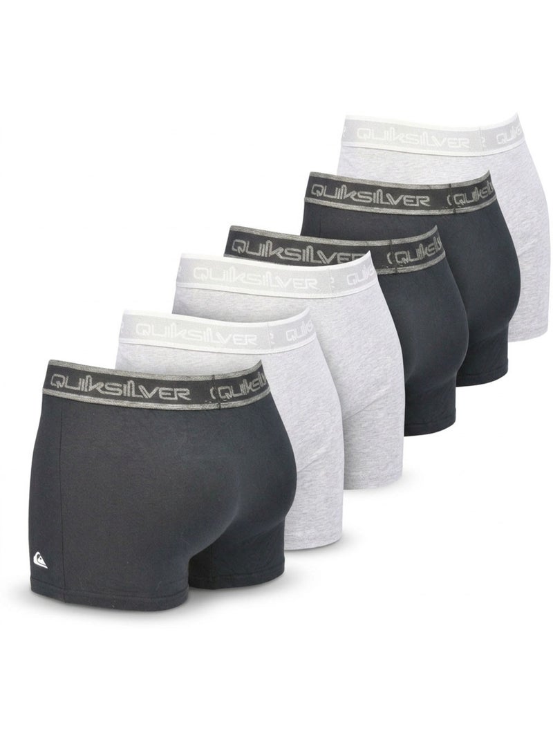 Quiksilver Pack de 6 Boxers Homme Coton Stretch Logo Noir Gris - Kiabi