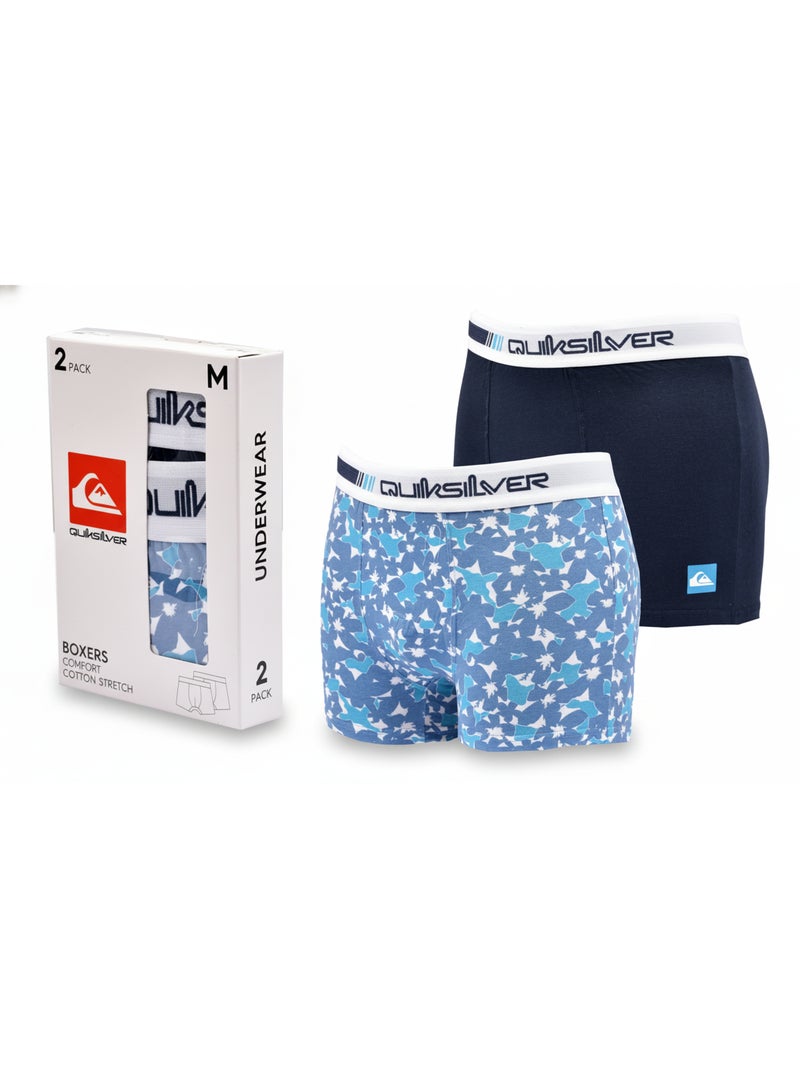 Quiksilver Pack de Boxers Homme Coton Stretch- Pack de 2 Bleu Bleu marine - Kiabi