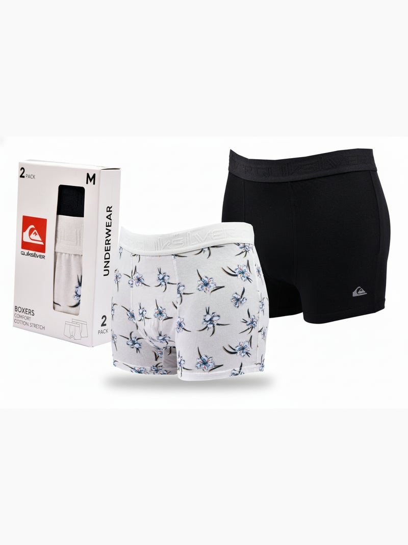 Quiksilver Pack de Boxers Homme Coton Stretch- Pack de 2 Noir Beige - Kiabi