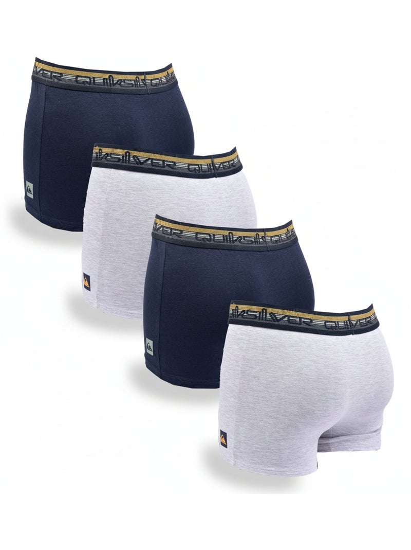 Quiksilver Pack de Boxers Homme Coton Stretch- Pack de 4 Gris Bleu - Kiabi