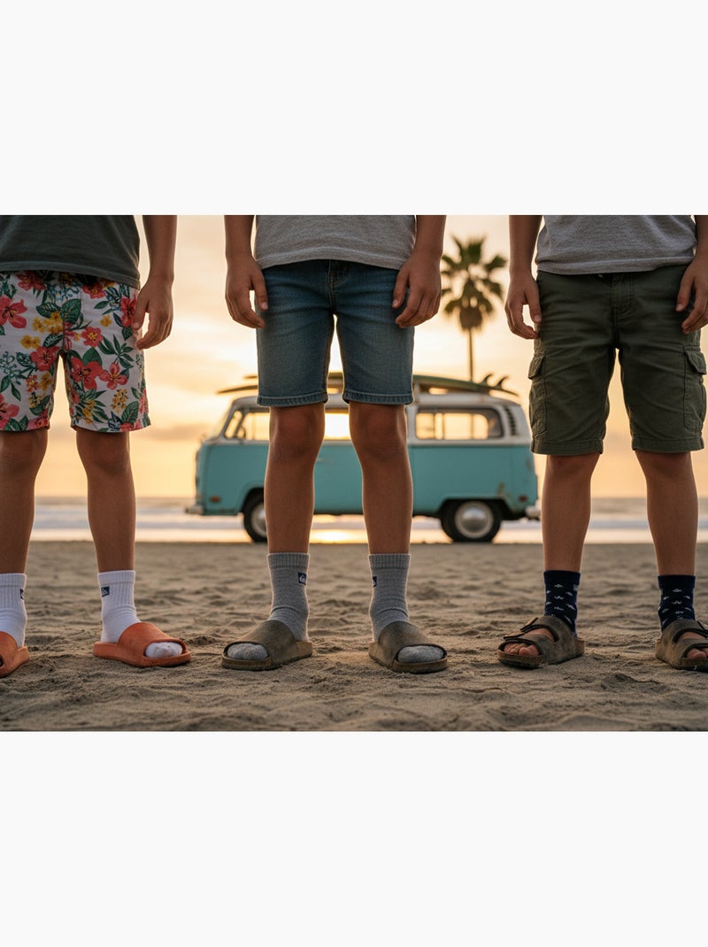 Quiksilver Pack de Chaussettes Enfant QUARTER  Lot 6 Paires Sport Gris Bleu - Kiabi