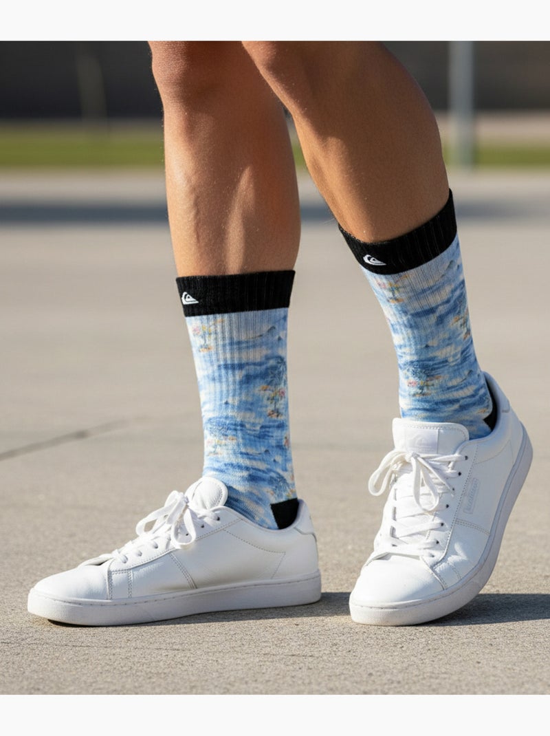 Quiksilver Pack de Chaussettes Homme Crew LONG Lifestyle Pack de 2 Paires Bleu ciel - Kiabi