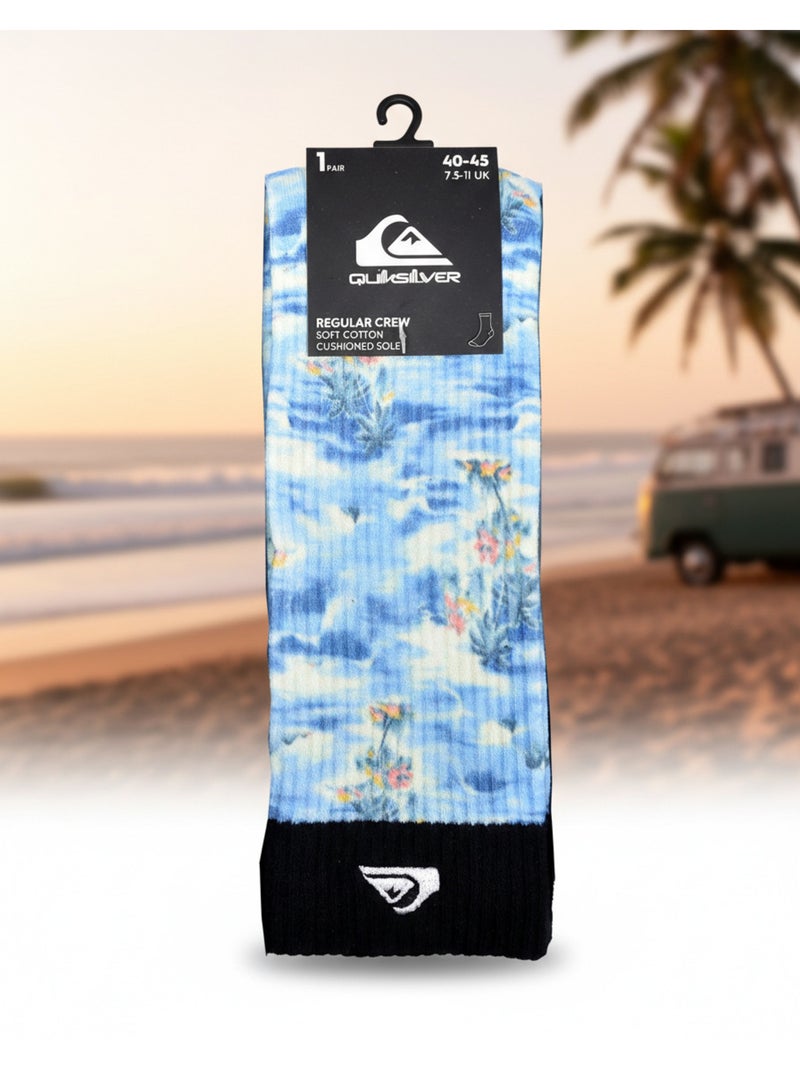 Quiksilver Pack de Chaussettes Homme Crew LONG Lifestyle Pack de 2 Paires Bleu ciel - Kiabi