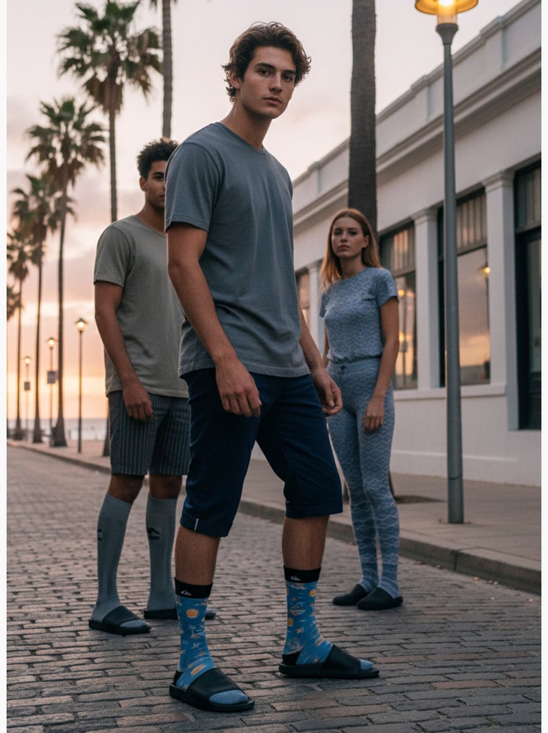 Quiksilver Pack de Chaussettes Homme Crew LONG Lifestyle Pack de 2 Paires Bleu - Kiabi