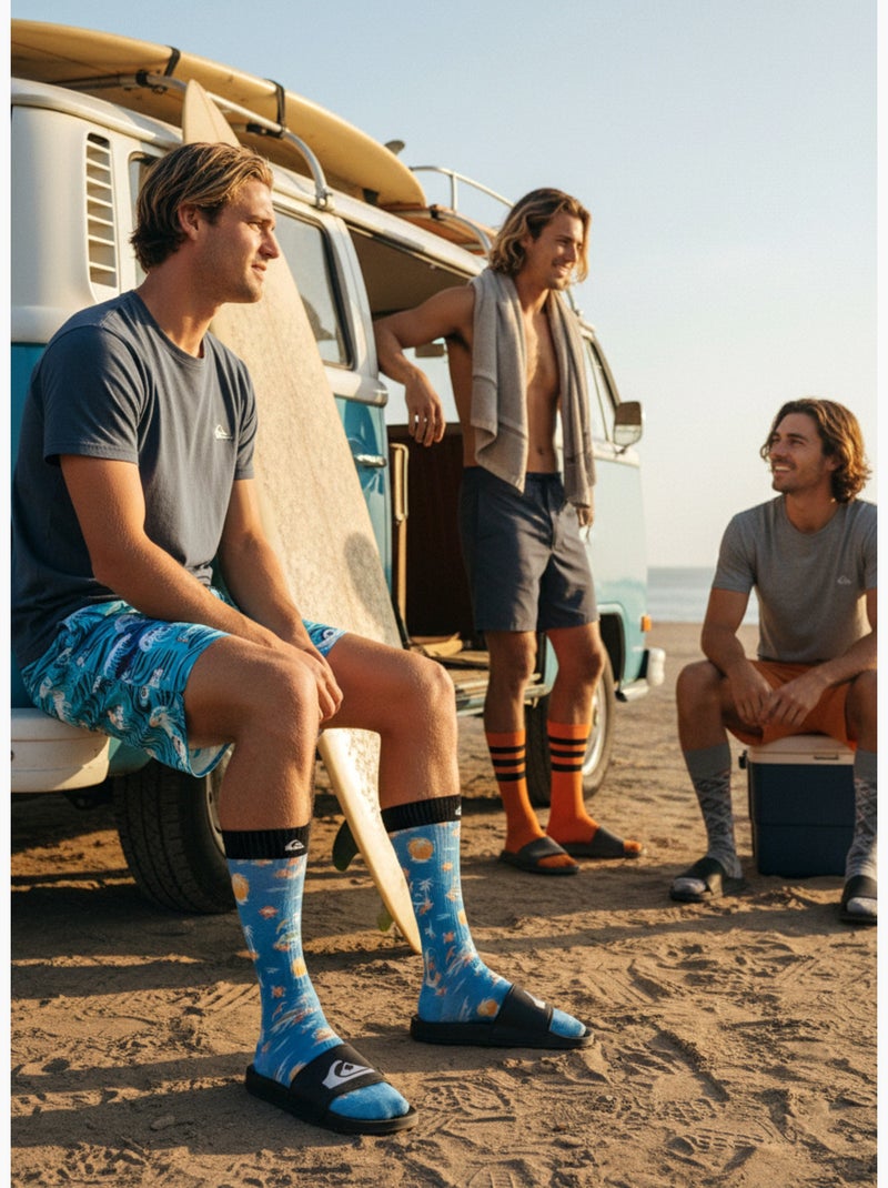 Quiksilver Pack de Chaussettes Homme Crew LONG Lifestyle Pack de 2 Paires Bleu - Kiabi