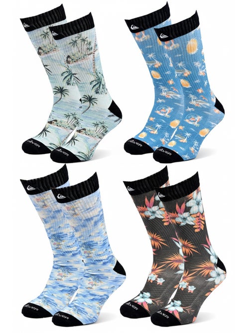 Quiksilver Pack de Chaussettes Homme Crew LONG Lifestyle Pack de 4 Paires - Kiabi