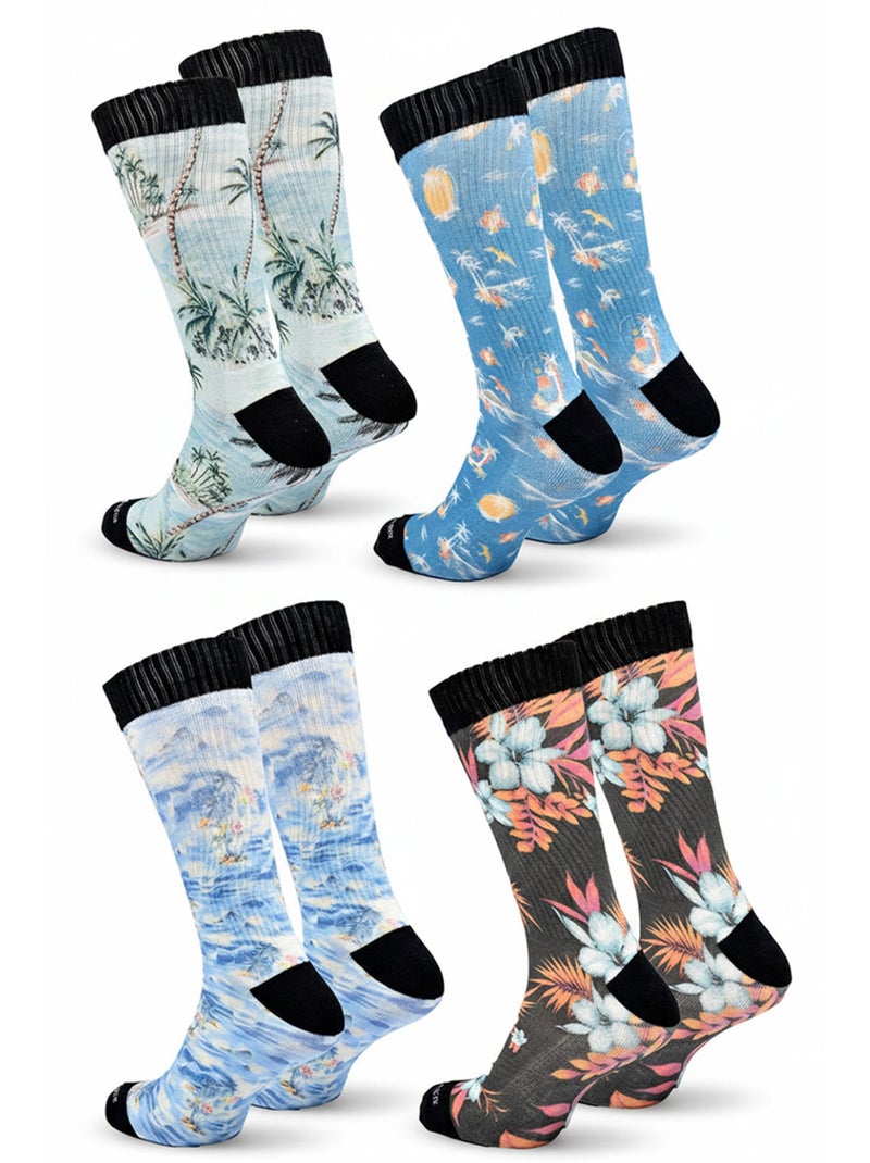 Quiksilver Pack de Chaussettes Homme Crew LONG Lifestyle Pack de 4 Paires Bleu Bleu marine Noir - Kiabi