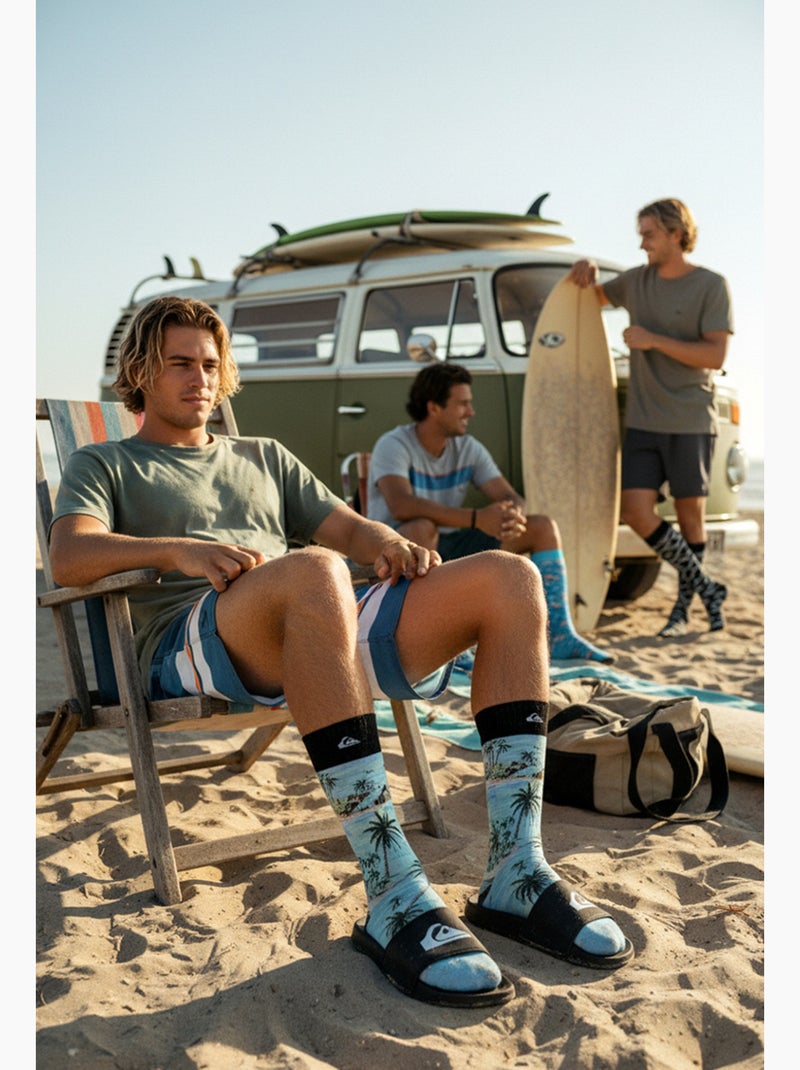 Quiksilver Pack de Chaussettes Homme Crew LONG Lifestyle Pack de 4 Paires Bleu Bleu marine Noir - Kiabi