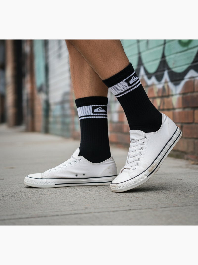 Quiksilver Pack de Chaussettes Homme Crew  Lot 6 Paires Regular Lifestyle Blanc Noir Gris - Kiabi