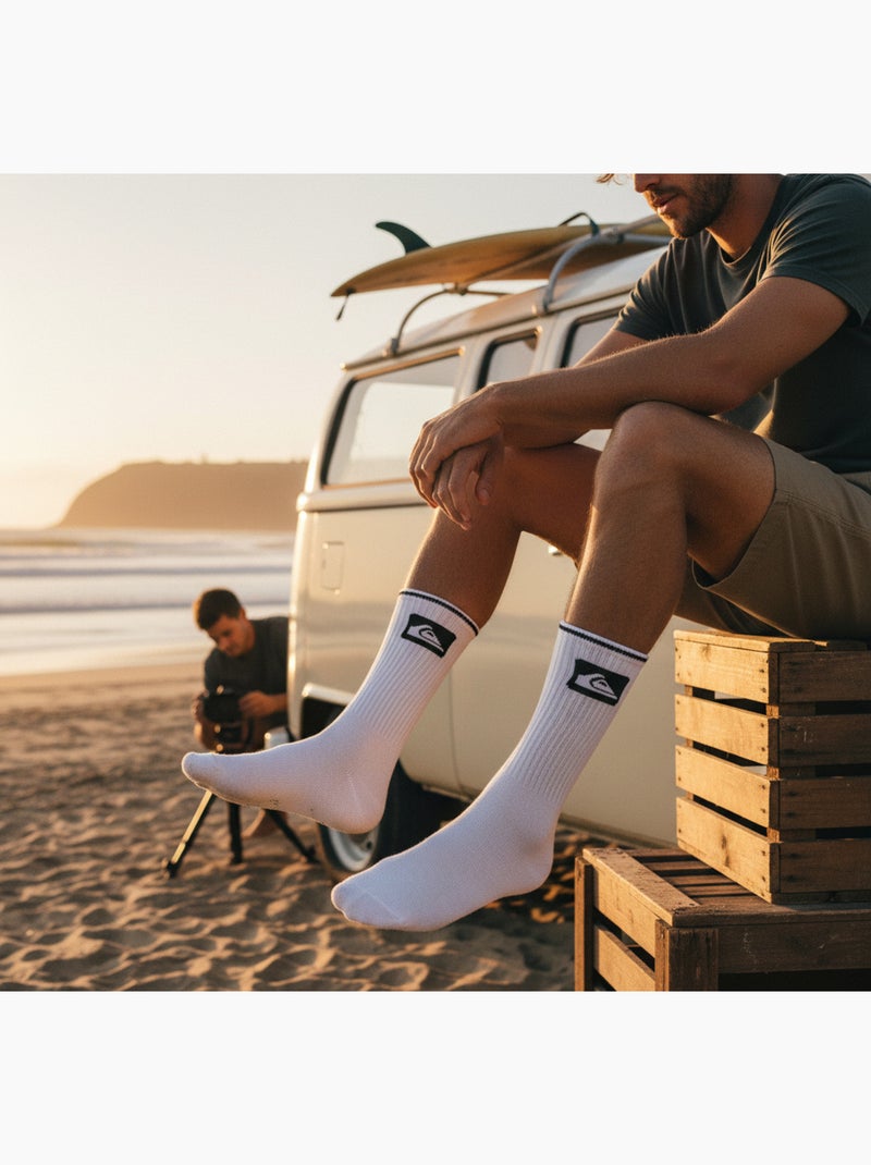 Quiksilver Pack de Chaussettes Homme Crew  Lot 6 Paires Regular Lifestyle Blanc / Noir / Vert - Kiabi