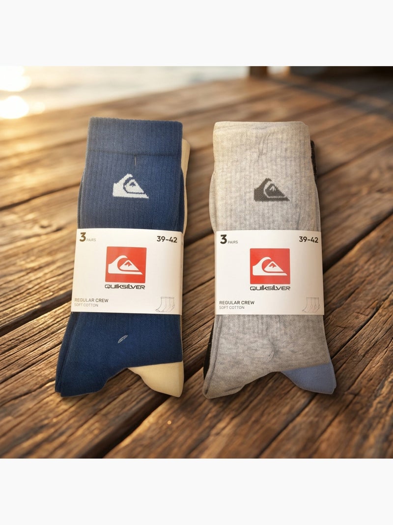 Quiksilver Pack de Chaussettes Homme Crew  Lot 6 Paires Regular Lifestyle Bleu Multicolore Noir - Kiabi