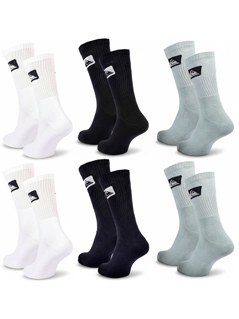 Quiksilver Pack de Chaussettes Homme Crew  Lot 6 Paires Sport Cushioned Blanc Noir Bleu - Kiabi