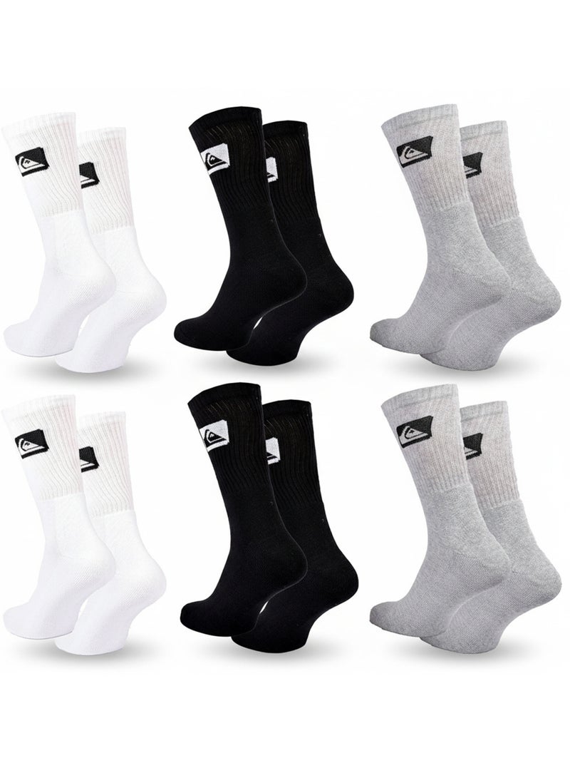 Quiksilver Pack de Chaussettes Homme Crew  Lot 6 Paires Sport Cushioned Blanc Noir Gris - Kiabi