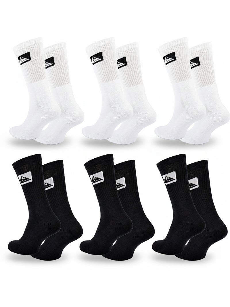 Quiksilver Pack de Chaussettes Homme Crew  Lot 6 Paires Sport Cushioned Blanc Noir - Kiabi