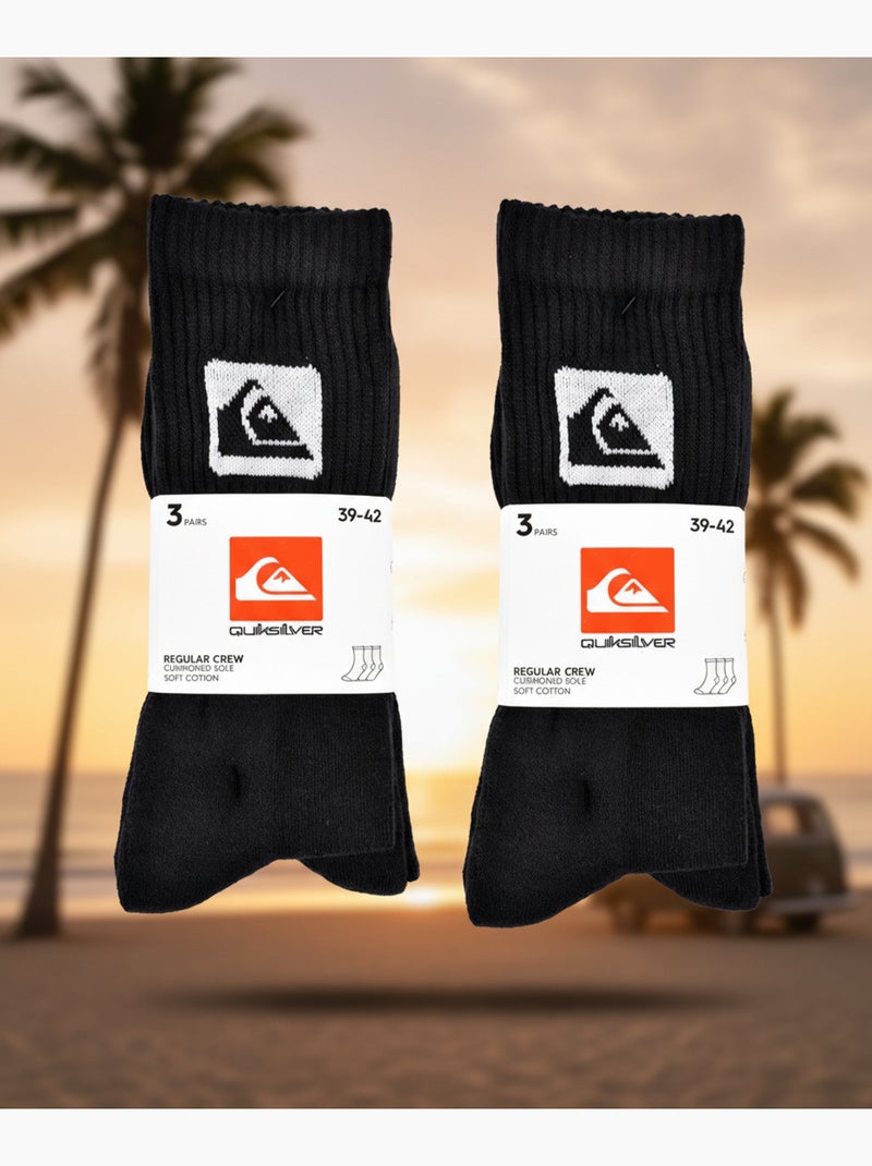 Quiksilver Pack de Chaussettes Homme Crew  Lot 6 Paires Sport Cushioned Noir - Kiabi