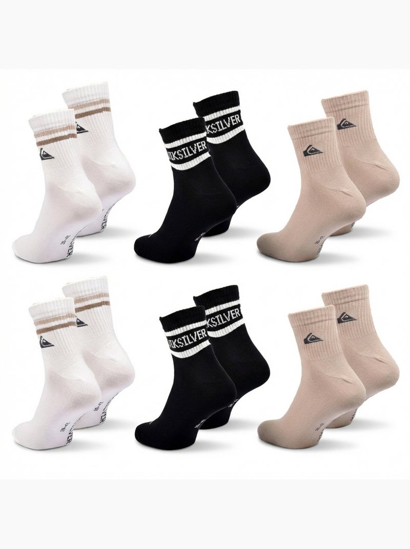 Quiksilver Pack de Chaussettes Homme QUARTER Lot 6 Paires Sport Blanc Marron Noir - Kiabi