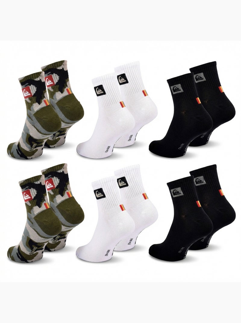 Quiksilver Pack de Chaussettes Homme QUARTER Lot 6 Paires Sport Blanc / Noir / Vert - Kiabi