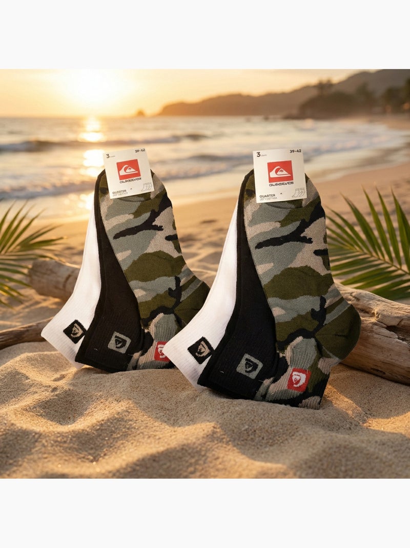 Quiksilver Pack de Chaussettes Homme QUARTER Lot 6 Paires Sport Blanc / Noir / Vert - Kiabi