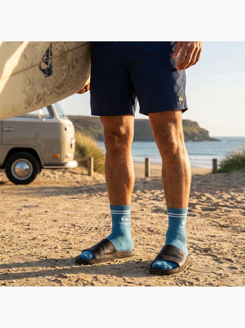 Quiksilver Pack de Chaussettes Homme QUARTER Lot 6 Paires Sport Bleu lagon - Kiabi