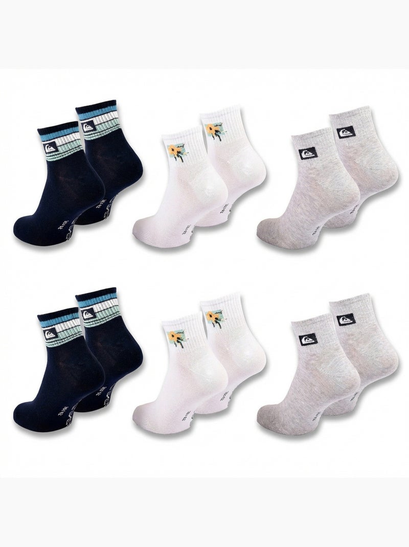 Quiksilver Pack de Chaussettes Homme QUARTER Lot 6 Paires Sport Bleu marine - Kiabi