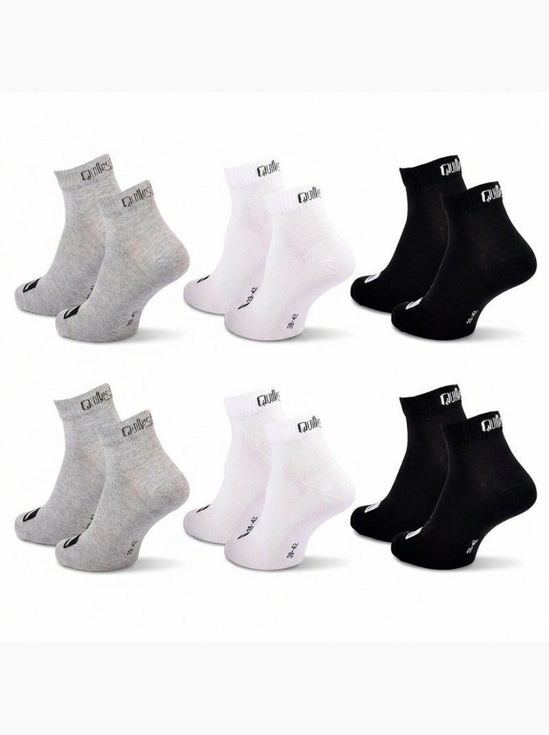 Quiksilver Pack de Chaussettes Homme QUARTER Lot 6 Paires Sport Gris Noir Blanc - Kiabi