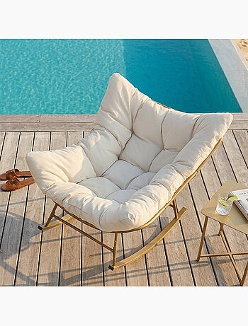 QUITO Fauteuil à bascule d'intérieur et d'extérieur beige