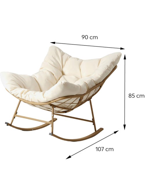 QUITO Fauteuil à bascule d'intérieur et d'extérieur beige - Kiabi