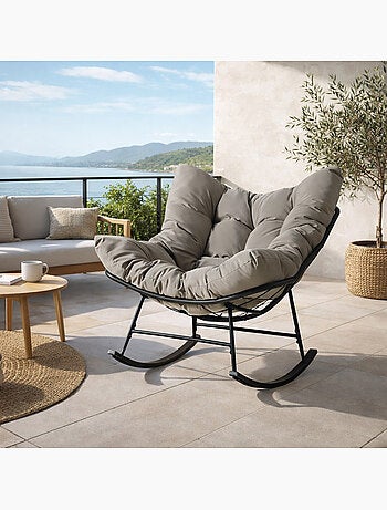 QUITO Fauteuil à bascule d'intérieur et d'extérieur beige