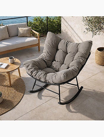 QUITO Fauteuil à bascule d'intérieur et d'extérieur beige
