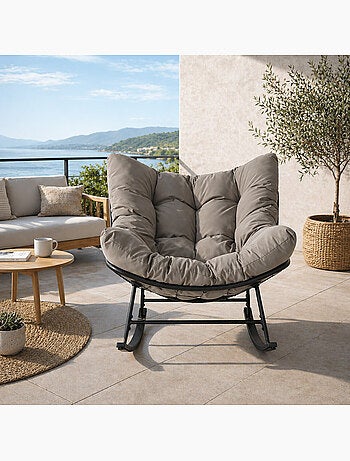 QUITO Fauteuil à bascule d'intérieur et d'extérieur beige