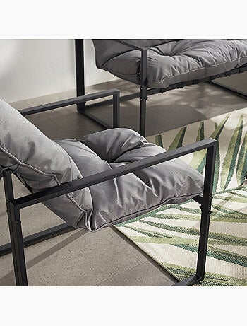 RABAT Salon de jardin 4 places contemporain brun et coussins gris