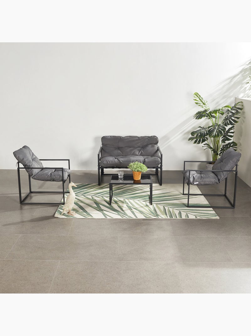 Rabat salon de jardin 4 places contemporain noir et coussins gris Gris - Kiabi