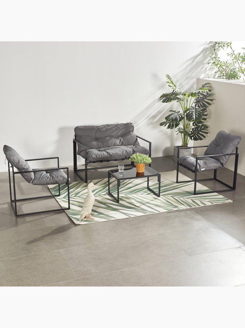 Rabat salon de jardin 4 places contemporain noir et coussins gris Gris - Kiabi