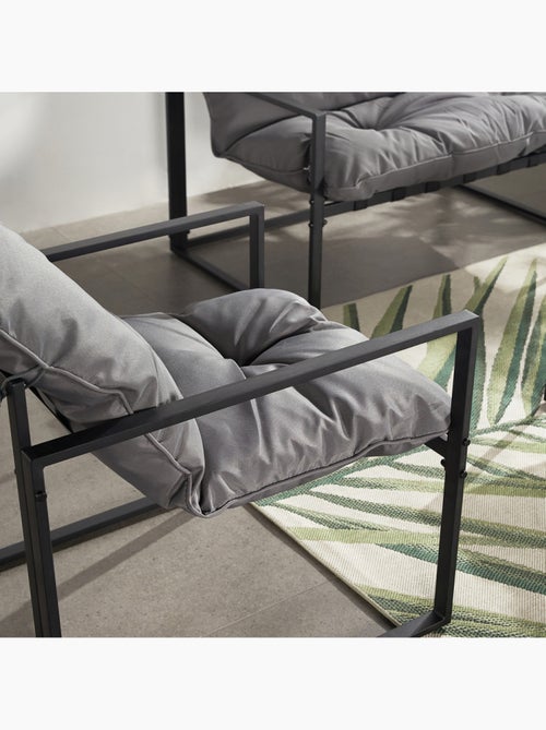 Rabat salon de jardin 4 places contemporain noir et coussins gris - Kiabi