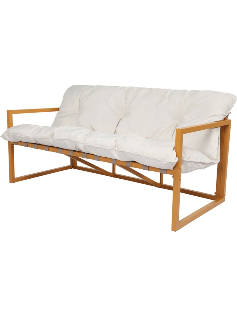 RABAT Salon de jardin 5 places contemporain marron et coussins beiges Beige - Kiabi