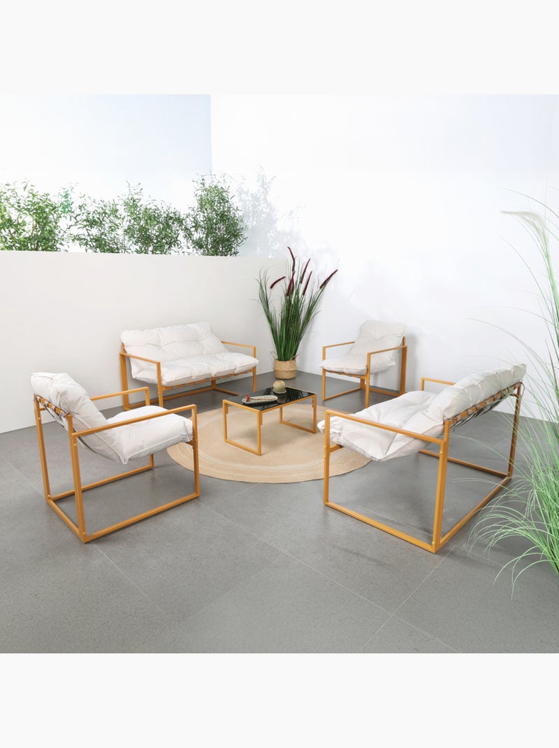 RABAT Salon de jardin 6 places contemporain marron et coussins beiges Beige - Kiabi