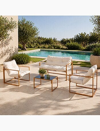 RABAT Salon de jardin effet bois