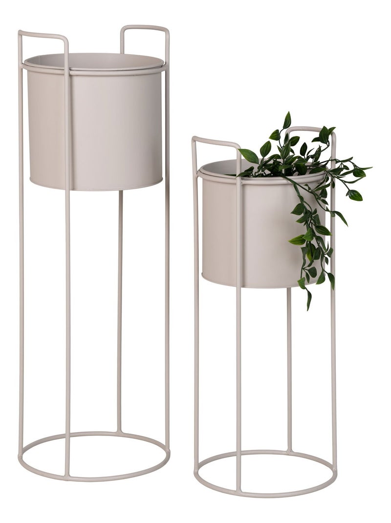 Rabo Flowerpot - Pot de fleurs, acier, sable, lot de 2 Beige sable - Kiabi