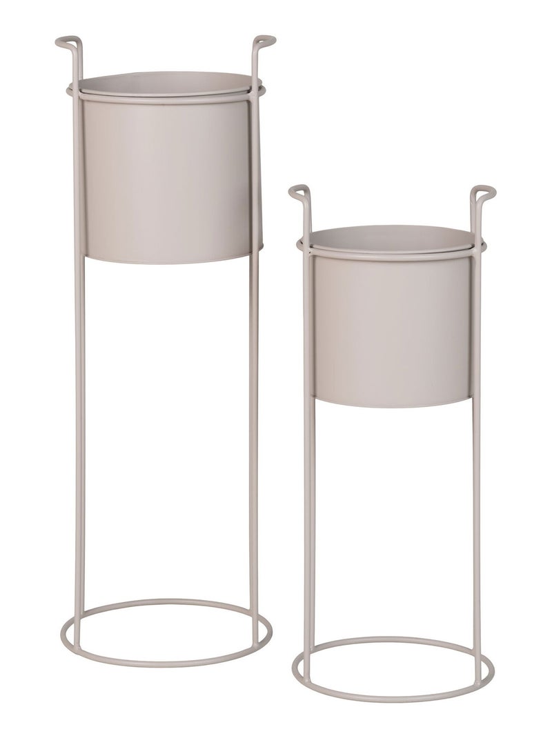 Rabo Flowerpot - Pot de fleurs, acier, sable, lot de 2 Beige sable - Kiabi