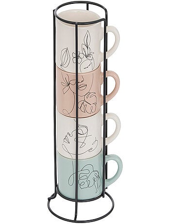 Rack 4 mugs VISAGE